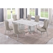 Best Quality Furniture 7 Piece White Marble Dining Set with Stainless Steel Base