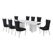 Best Quality Furniture 9 Piece White Marble Dining Set with Stainless Steel Base