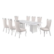 Best Quality Furniture 9 Piece White Marble Dining Set with Stainless Steel Base