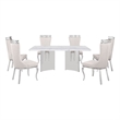Best Quality Furniture 7 Piece White Marble Dining Set with Stainless Steel Base