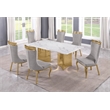 Best Quality Furniture 7 Piece White Marble Dining Set with Stainless Steel Base