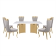 Best Quality Furniture 7 Piece White Marble Dining Set with Stainless Steel Base