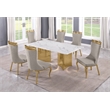 Best Quality Furniture 7 Piece White Marble Dining Set with Stainless Steel Base