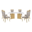 Best Quality Furniture 7 Piece White Marble Dining Set with Stainless Steel Base
