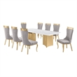 Best Quality Furniture 9 Piece White Marble Dining Set with Stainless Steel Base