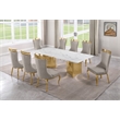Best Quality Furniture 9 Piece White Marble Dining Set with Stainless Steel Base