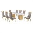 Best Quality Furniture 9 Piece White Marble Dining Set with Stainless Steel Base