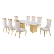 Best Quality Furniture 9 Piece White Marble Dining Set with Stainless Steel Base