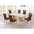 Best Quality Furniture 7 Piece White Marble Dining Set with Stainless Steel Base