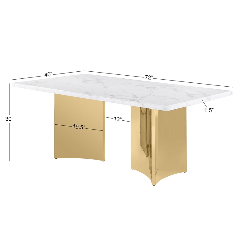 Best Quality Furniture 7 Piece White Marble Dining Set with Stainless Steel Base