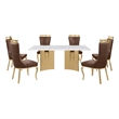 Best Quality Furniture 7 Piece White Marble Dining Set with Stainless Steel Base