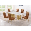 Best Quality Furniture 7 Piece White Marble Dining Set with Stainless Steel Base