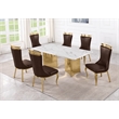 Best Quality Furniture 7 Piece White Marble Dining Set with Stainless Steel Base