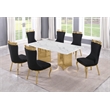 Best Quality Furniture 7 Piece White Marble Dining Set with Stainless Steel Base