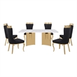 Best Quality Furniture 7 Piece White Marble Dining Set with Stainless Steel Base
