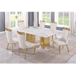 Best Quality Furniture 7 Piece White Marble Dining Set with Stainless Steel Base