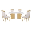 Best Quality Furniture 7 Piece White Marble Dining Set with Stainless Steel Base