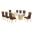 Best Quality Furniture 9 Piece White Marble Dining Set with Stainless Steel Base