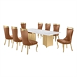 Best Quality Furniture 9 Piece White Marble Dining Set with Stainless Steel Base