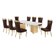 Best Quality Furniture 9 Piece White Marble Dining Set with Stainless Steel Base