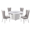 Best Quality Furniture 5 Piece White Marble Dining Set with Stainless Steel Base