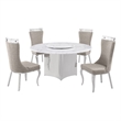 Best Quality Furniture 5 Piece White Marble Dining Set with Stainless Steel Base