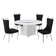 Best Quality Furniture 5 Piece White Marble Dining Set with Stainless Steel Base