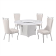 Best Quality Furniture 5 Piece White Marble Dining Set with Stainless Steel Base