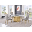 Best Quality Furniture 5 Piece White Marble Dining Set with Stainless Steel Base