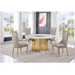 Best Quality Furniture 5 Piece White Marble Dining Set with Stainless Steel Base