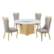 Best Quality Furniture 5 Piece White Marble Dining Set with Stainless Steel Base