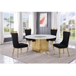 Best Quality Furniture 5 Piece White Marble Dining Set with Stainless Steel Base