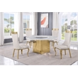 Best Quality Furniture 5 Piece White Marble Dining Set with Stainless Steel Base