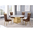 Best Quality Furniture 5 Piece White Marble Dining Set with Stainless Steel Base
