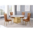 Best Quality Furniture 5 Piece White Marble Dining Set with Stainless Steel Base