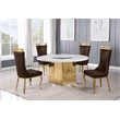 Best Quality Furniture 5 Piece White Marble Dining Set with Stainless Steel Base