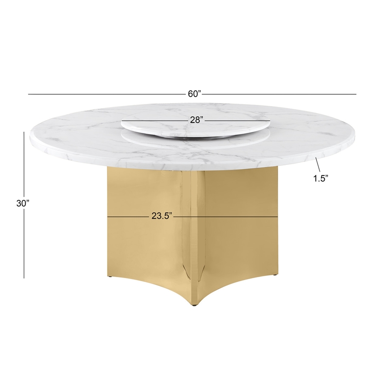 Best Quality Furniture 5 Piece White Marble Dining Set with Stainless Steel Base