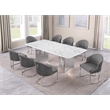 Best Quality Furniture 9 Piece White Marble Dining Set with Stainless Steel Base