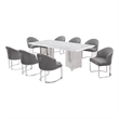 Best Quality Furniture 9 Piece White Marble Dining Set with Stainless Steel Base