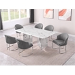 Best Quality Furniture 7 Piece White Marble Dining Set with Stainless Steel Base