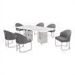 Best Quality Furniture 7 Piece White Marble Dining Set with Stainless Steel Base