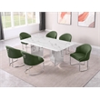Best Quality Furniture 7 Piece White Marble Dining Set with Stainless Steel Base