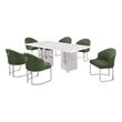 Best Quality Furniture 7 Piece White Marble Dining Set with Stainless Steel Base