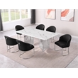 Best Quality Furniture 7 Piece White Marble Dining Set with Stainless Steel Base