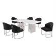 Best Quality Furniture 7 Piece White Marble Dining Set with Stainless Steel Base