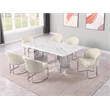 Best Quality Furniture 7 Piece White Marble Dining Set with Stainless Steel Base