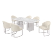 Best Quality Furniture 7 Piece White Marble Dining Set with Stainless Steel Base