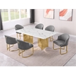 Best Quality Furniture 7 Piece White Marble Dining Set with Stainless Steel Base