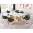 Best Quality Furniture 7 Piece White Marble Dining Set with Stainless Steel Base