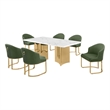 Best Quality Furniture 7 Piece White Marble Dining Set with Stainless Steel Base